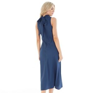 Ted Baker Blue Midi Dress Slip Mock Neck Sleeveless Eleanor Wedding Guest Size 2